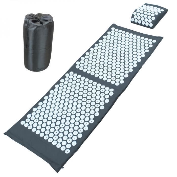 Tapis et coussin d'acupression 130 x 50 cm + sac de transport - Gris