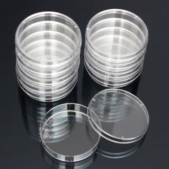 QL00982-10pcs Bactéries Disque Culture Dish Jetable Stérilisé Boîte de Petri Lab 55x15mm