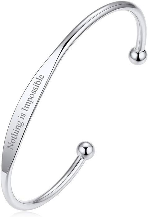 Flongo Bracelet Acier Inoxydable Femme Pierre Magnétique Coeur