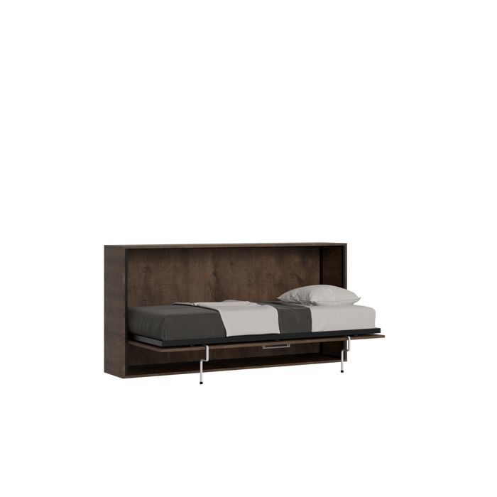 Lit escamotable - Itamoby - Kando - 1 place - Noyer - Matelas inclus