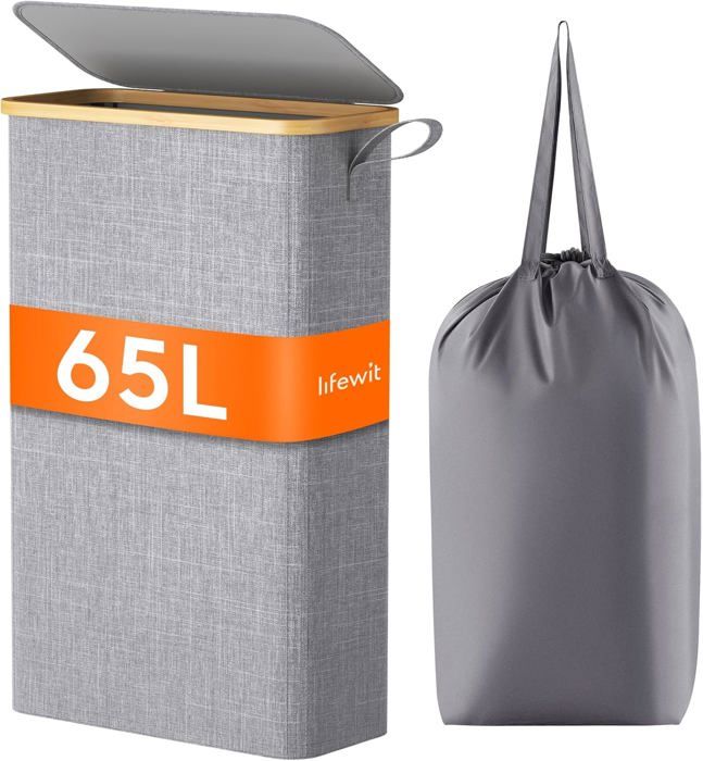 Panier à linge avec couvercle 72L flexible coleccionable linge lavable sac à linge en bambú con Panier à linge avec couvercle 72L flexible coleccionable linge lavable sac à linge en bambú con