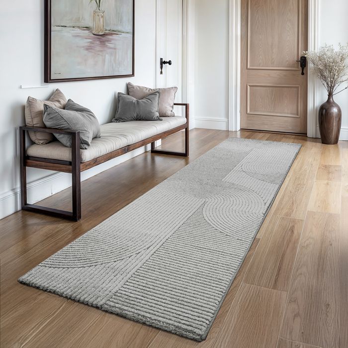 Tapis Moderne - THE CARPET - Everest - Effet 3D - Gris - 80 x 300 cm