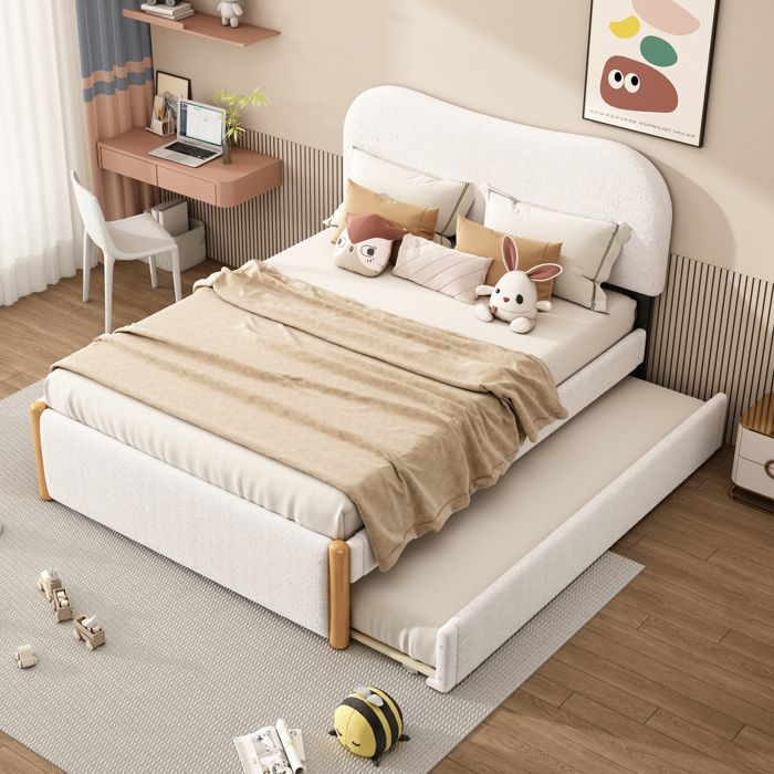 140 * 200cm lit plat rembourré avec un lit pliant pratique Design minimaliste blanc