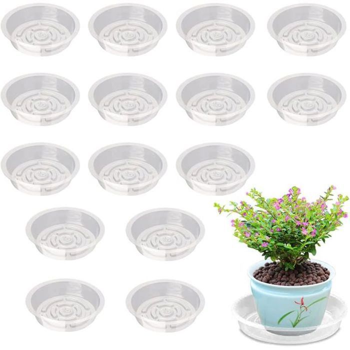 Lot 16 Coupelles Soucoupes Pots De Fleurs Plastique + 18 Étiquettes - Rouge