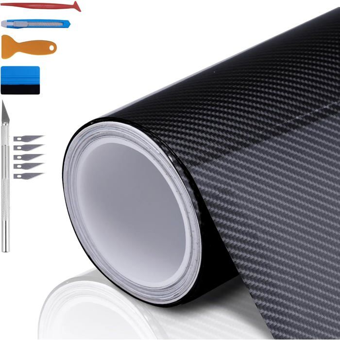 Film Vinyle Carbone 4D Blanc Brillant Pour Voiture - 8,88€/m² - Effet Aérodynamique