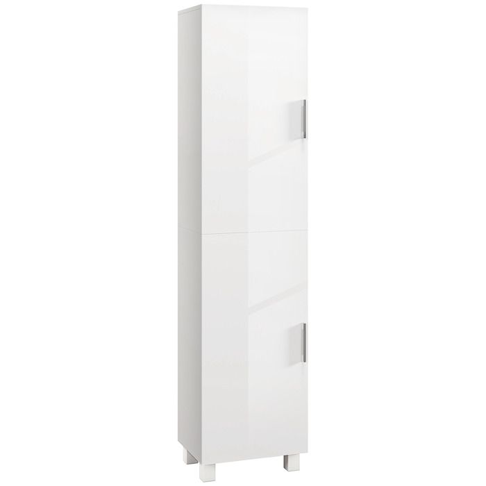Armoire salle de bain haute - HOMCOM - 2 portes et étagères réglables - pour petits espaces - MDF - 40 x 30 x 167 5 cm - blanc