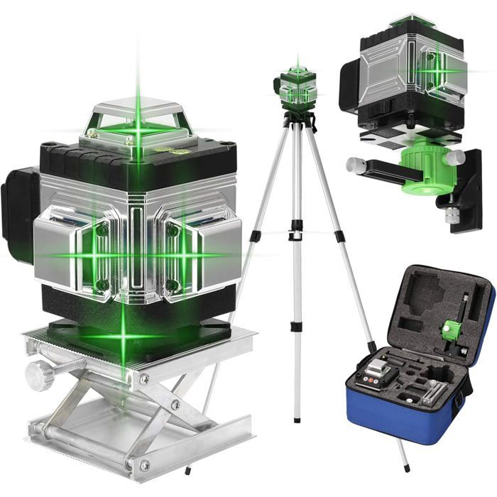 Niveau Laser Rotatif 4D 360° Vert 16 Lignes - Avec Trépied - Haute Précision