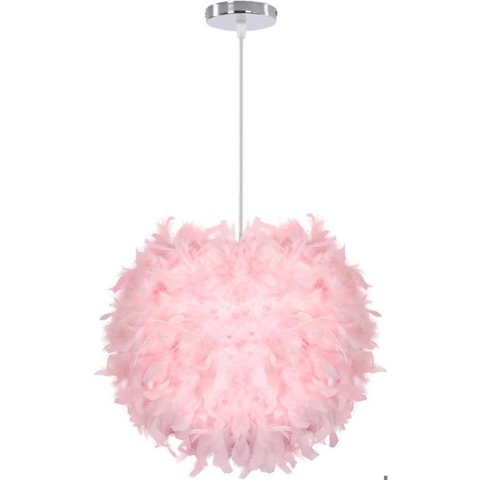 Plafonnier - Modernde Plumes Rose - Ø30 cm - Métal & plumes - E27 60W style vintage