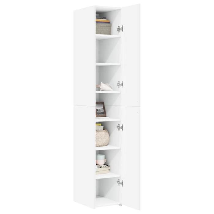 Blanc Armoire haute - SOLOMOON - BUFFET DE SALON - blanc 30x425x185 cm - bois dingénierie FR3154
