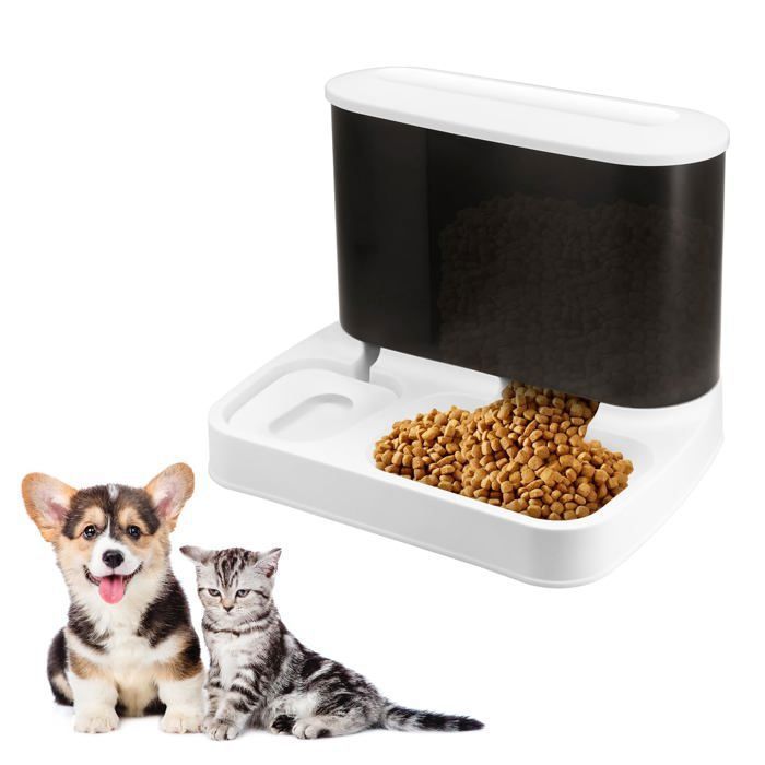 Distributeur automatique de nourriture et deau 2 en 1 pour chat - Distributeur de nourriture et dabreuvoir (blanc)