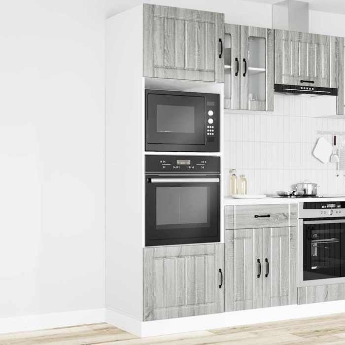 Armoires de four - vidaXL - Kalmar - Sonoma gris - Bois dingénierie - 60x57x207 cm - Pieds réglables - 2 pièces