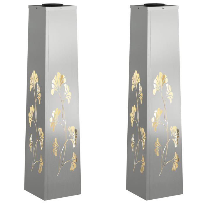 Lumière de chemin LED solaire vidaXL Galvanisé 18x18x80 cm chaud Éclairage extérieur Autoportant - vue 1