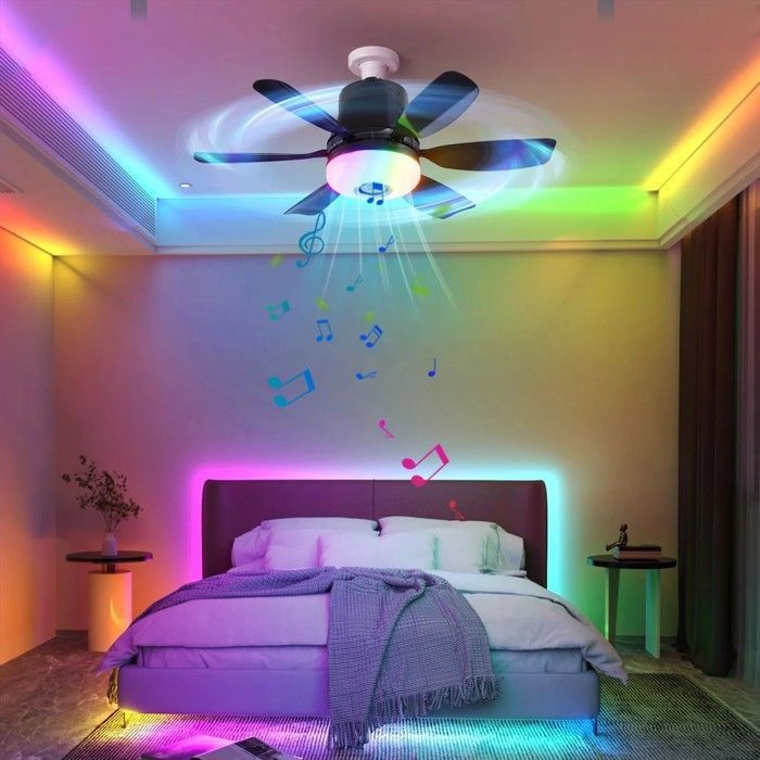 E27 Ventilateur de plafond à LED 3 Vitesse Fan Silencieux avec Dimmable Eclairage 3 Couleurs 6 Pales télécommand Salon Chambre - Qubebu