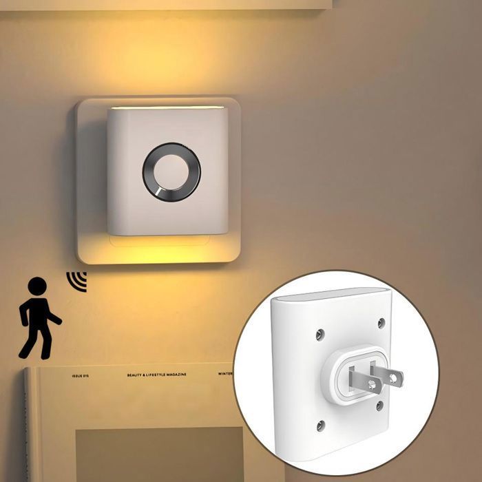 Veilleuse 1 Pièce Lampe LED Lumière de Nuit Douille Capteur Détecteur Mouvement Lampe DOrientation Jaune Chaud