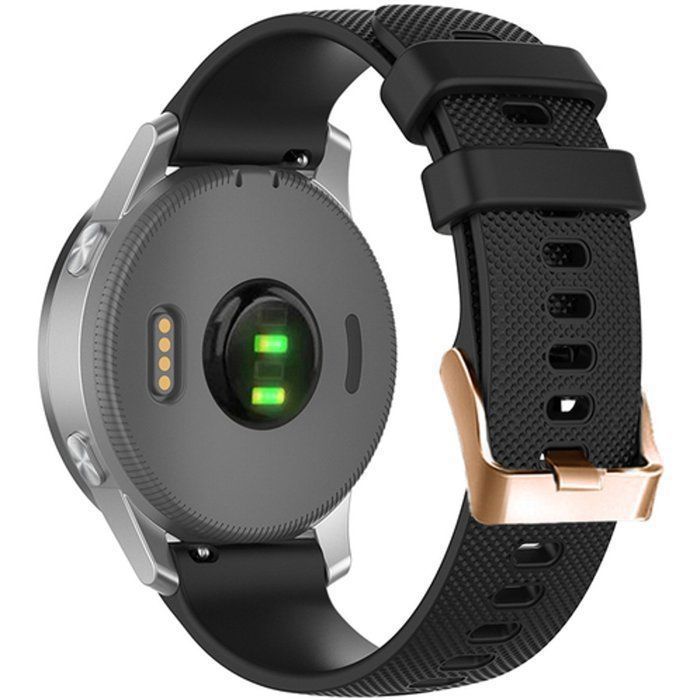 Stravo Bracelet silicone 18 mm Garmin Venu 4/3S/2S Vivoactive 4S Vivomove 3S Forerunner 255S/265S & Huawei GT 7/6/5/5 Pro – Noir