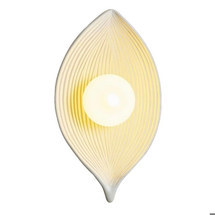 Applique Murale Intérieure - G9 Lampe Murale Vintage en Forme de Feuille - Blanc - Métal & Résine - Style Campagne
