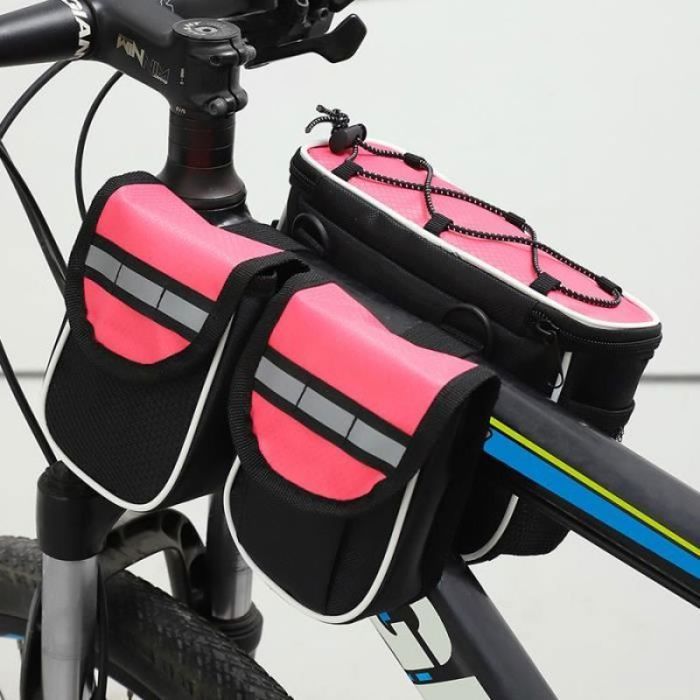 sac dattelage pour vélo de montagne ANNEFLY Sacoche de selle imperméable pour vélo sacoche à tubes pour équipement cycliste Rose
