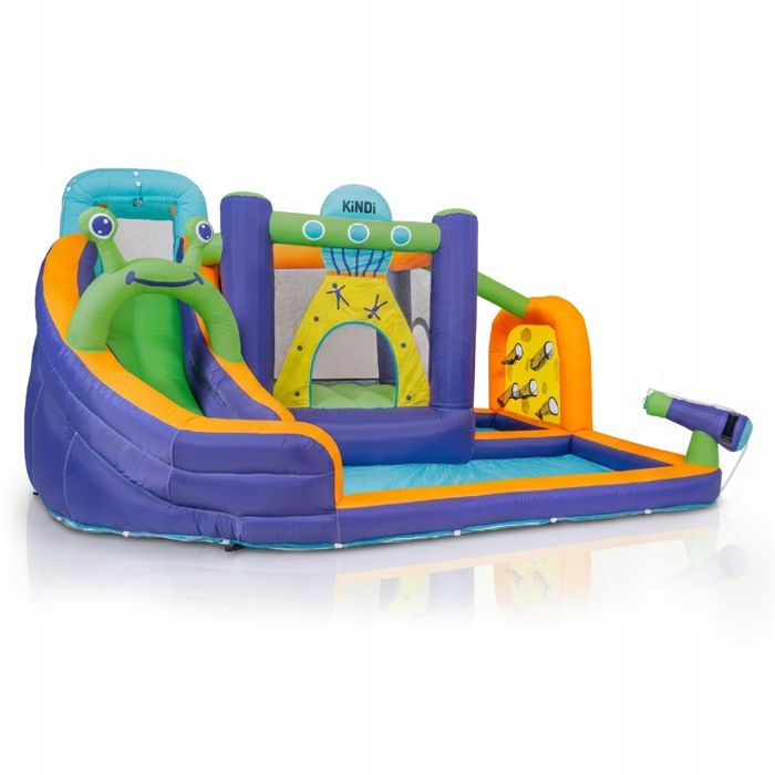 Château Gonflable XXL 470×400×220 Cm – 2 Toboggans, Trampoline, Escalade, Piscine, Filets Sécurité – Pour 4 Enfants 3-10 Ans, Souffleur Inclus