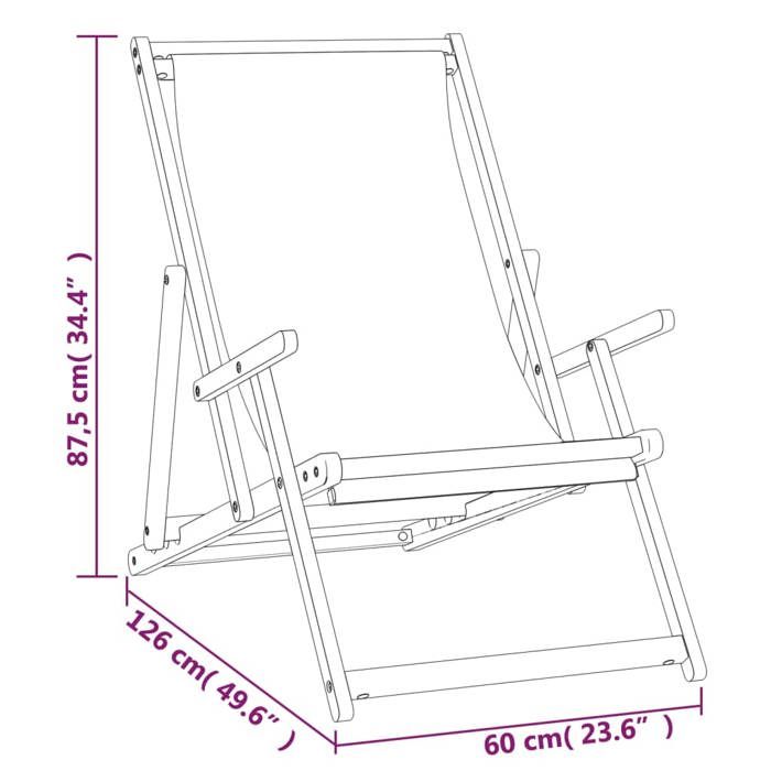 Mode Chaise de plageCHEZ YIYIFauteuil de relaxation élégant1PERSONNEpliable Bois de teck solide Gris 60x126x875cm 2915