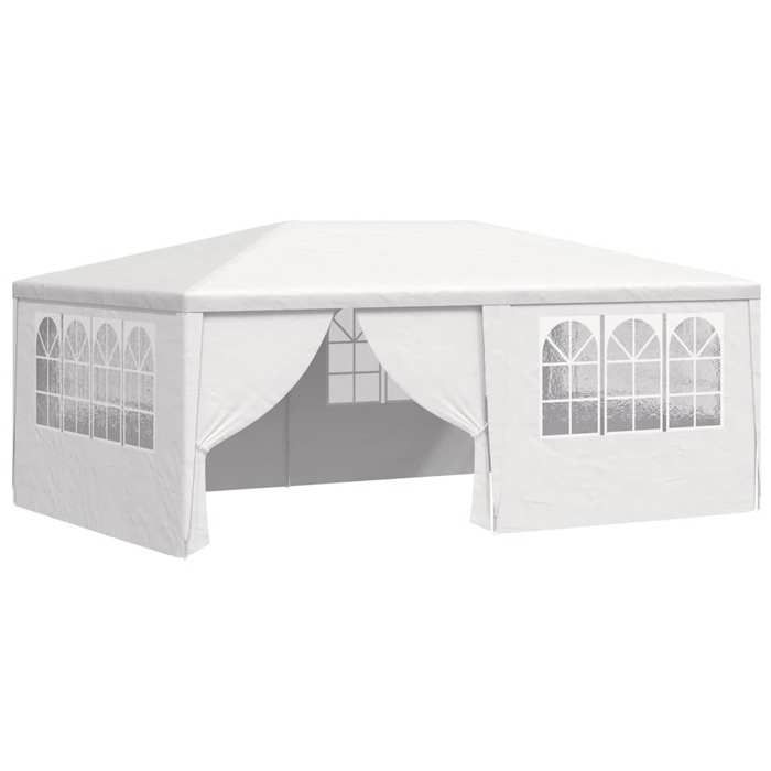 Blanc Pergola/Pavillon pour Fête - BKM - Tente de réception et parois latérales 4x6 m Blanc 90 g/m²_0167552