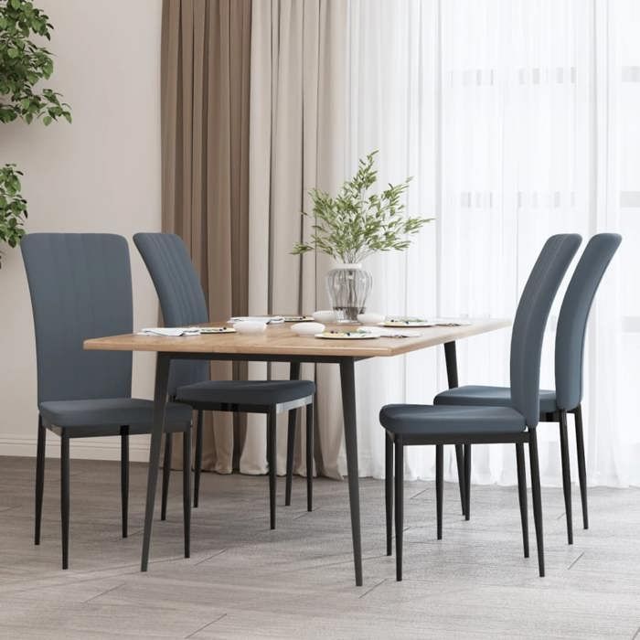 Gris JILLES® Siège scandinave Pour salon/cuisine - 42x57 5x95cm - Lot de 4 Chaises à manger - gris foncé - Velours MEU1992461312981