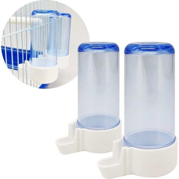 Lot de 2 Mangeoires Abreuvoir Plastique Pour Oiseaux Lapins Taille S 97cm Cage
