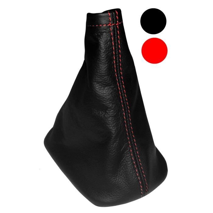 100% Cuir Véritable Soufflet de Levier de Vitesse et Frein à Main AERZETIX Couleur du Cuir: Noir Coutures/Surpiqûres: Rouges 