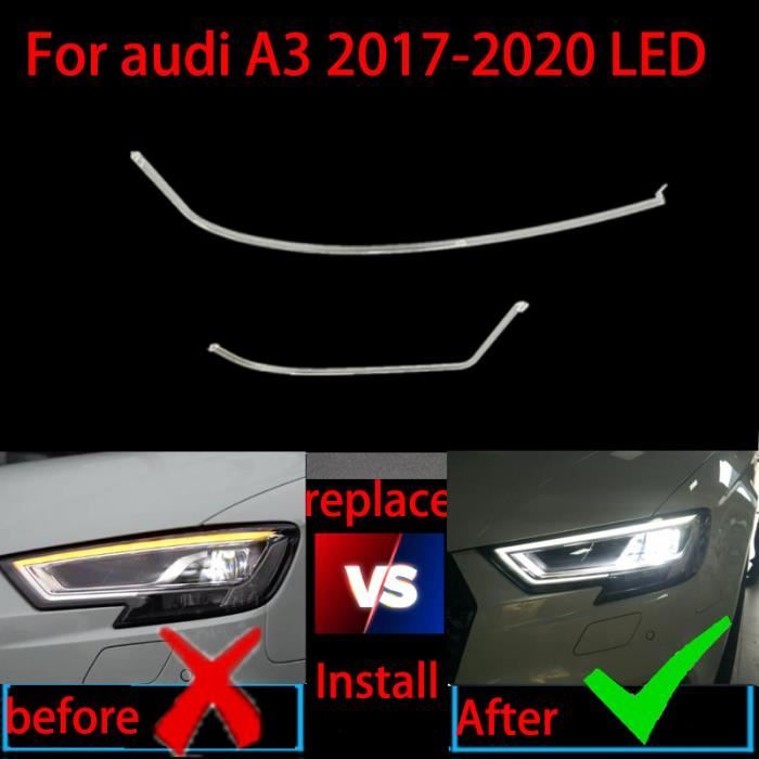 droite - Bande de feux diurnes pour Audi A3 S3, LED 2016-2018 DRL, plaque de guidage