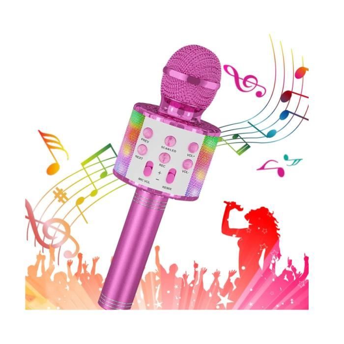 Microphone Karaoké Bluetooth, FISHOAKY 4 en 1 Micro Enfant pour Chanter  Fille Garcon Avec Lumières LED Enregistrement Micro Sans Fil Compatible  avec Android iOS pour Adultes Maison,KTV, Fête : : Jeux et