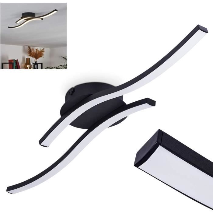 Plafonnier Led Grossarl, Plafonnier Courbé En MétalPlastique Noir