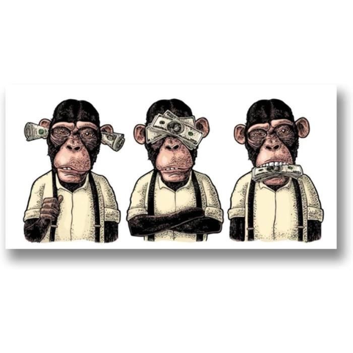 Art Peinture sur toile de trois singes de la sagesse, imprimés et affiches  d'animaux, 60x120cm sans cadre - Cdiscount Maison