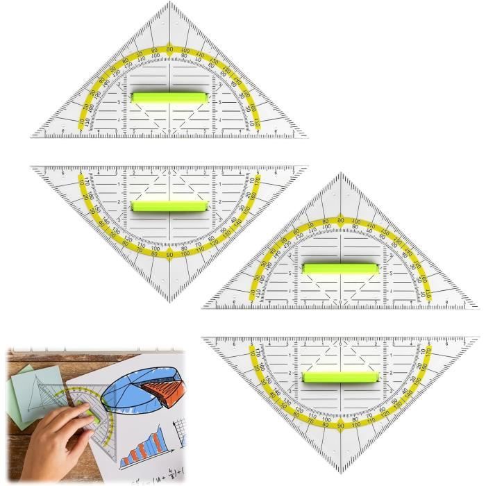 Lot De 8 Équerres Géométriques Transparentes - Règles Triangles Avec Rapporteur - Pour École, Bureau, Maths
