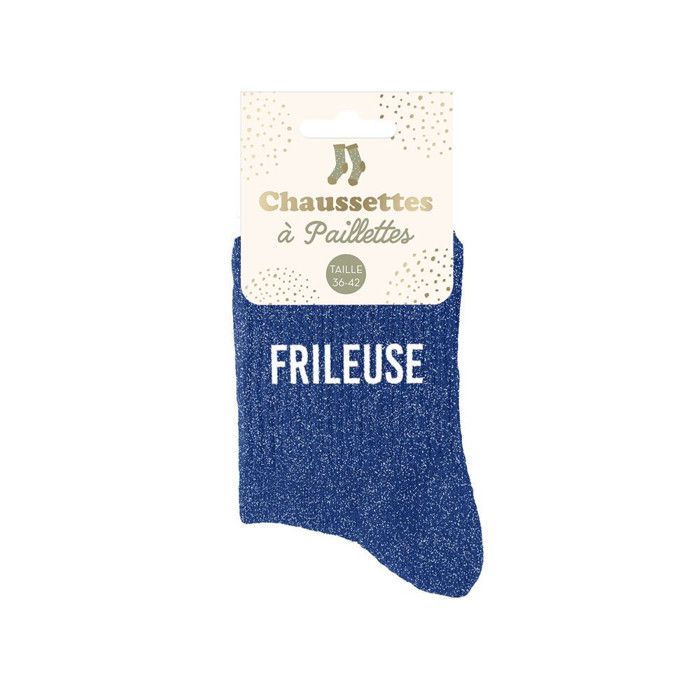 Chaussettes - STC - Paillettes - Frileuse - Bleu - Taille Unique 36-42 Chaussettes - STC - Paillettes - Frileuse - Bleu - Taille Unique 36-42