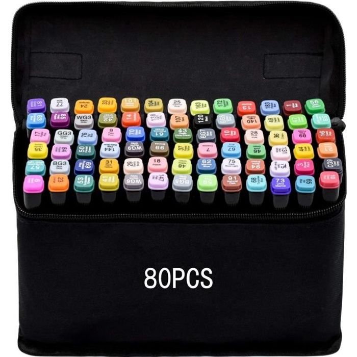 Tongfushop 80 Couleurs Marqueurs Sgs Certifies Markers Alcool Feutres A Alcool Kit Double Pointe Stylo Marqueur D Aquarelle Crayon Cdiscount Beaux Arts Et Loisirs Creatifs