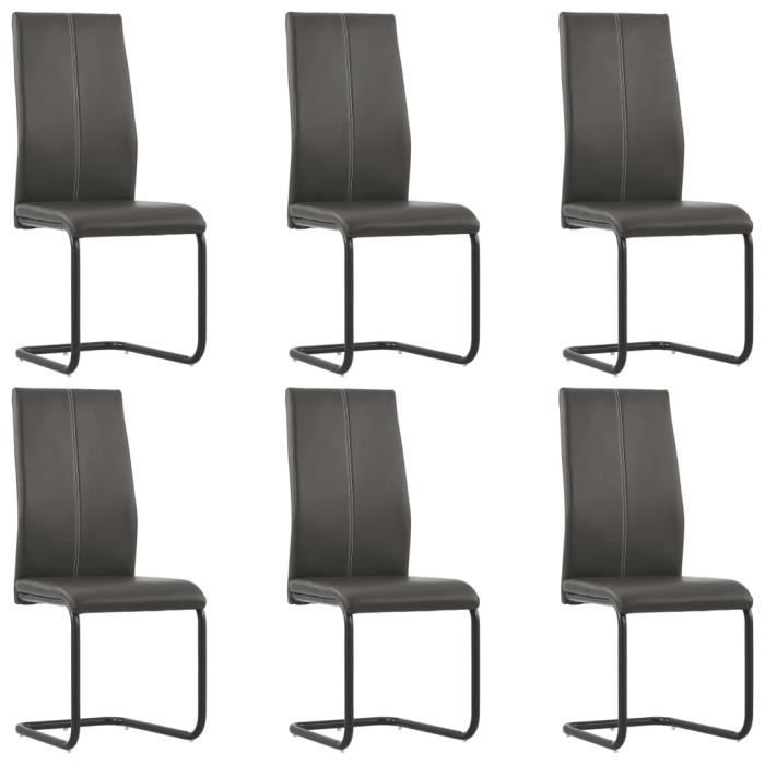 6 pcs Chaises de Cuisine Chaises de salle à manger Marron Similicuir