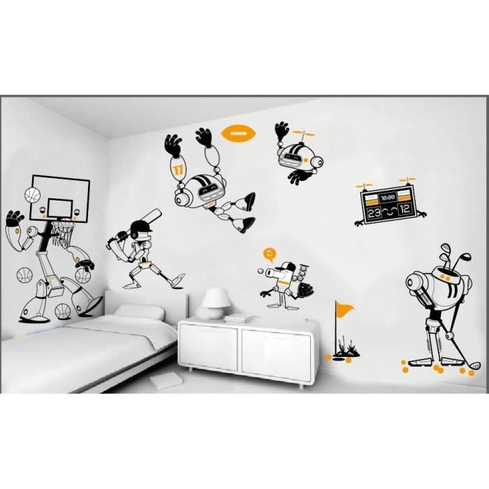 Stickers Grand Format Decoration Murale Chambre De Enfants Classe Arene Jeu De Balle 266 107cm Noir Achat Vente Stickers Cdiscount