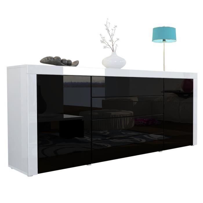 Vladon Buffet commode La Paz en Blanc haute brillance - Noir haute brillance - Blanc haute brillance Vladon Buffet commode La Paz en Blanc haute brillance - Noir haute brillance - Blanc haute brillance