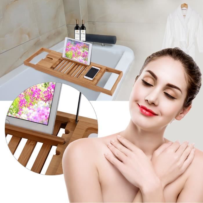 Tablette De Baignoire Avec Support Livre Plateau De Bain En Bois De Bambou Porte Livre Porte Verre Porte Bougie Achat Vente Porte Accessoire Tablette De Baignoire Avec Cdiscount