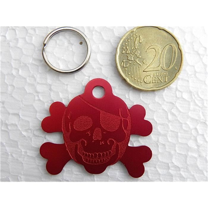1 MÉDAILLE gravée pour chien CORSAIRE PIRATE rouge petit modèle