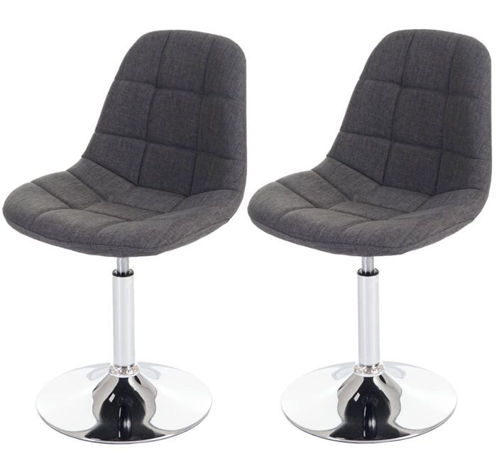 2 par chaises de salle à manger en tissu gris clair pied chrome pivotant