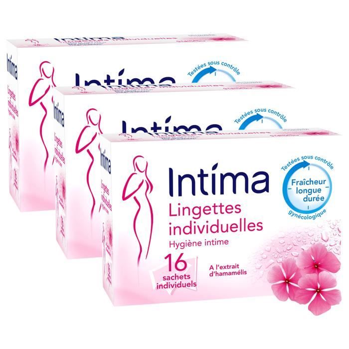 INTIMA Lingettes hygiène intime fraîcheur longue durée à l'extrait  d'hamamélis 20 lingettes pas cher 