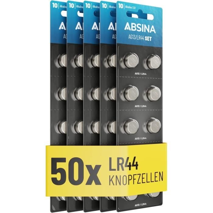 AG13 LR44 Pile Bouton Paquet de 501,5V Piles Bouton alcalines AntiFuite & Longue durée
