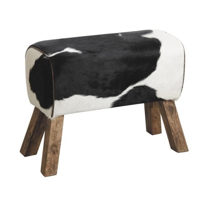 tabouret en bois et peau de vache - marque - modèle - noir
