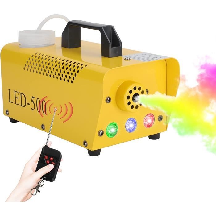 Machine à Fumée Avec Effets Lumineux LED – 500W, 2000CFM – 9 Couleurs, 6 Disques Graphiques – Télécommande Incluse – Pour Scène, Fêtes, Mariages