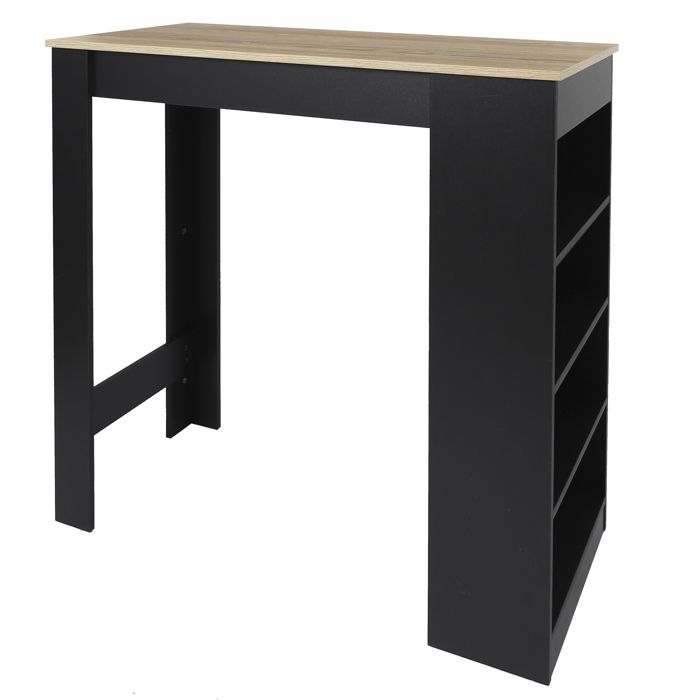 Table de Bar - HOME DECO FACTORY - CHEERS - Mange Debout - Étagères - Noir