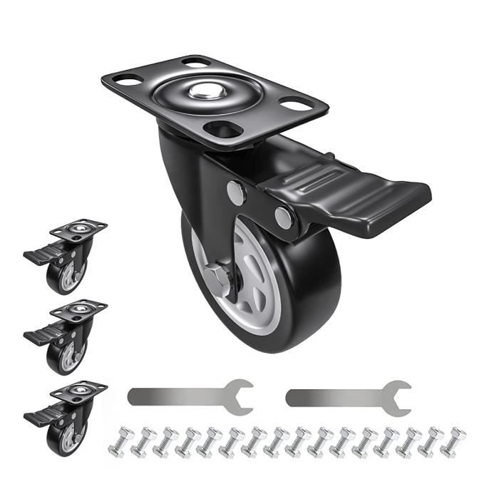 Lot De 4 Roulettes Pivotantes Pour Établi - Réglables Hauteur - Charge 2000kg - Transport Facile