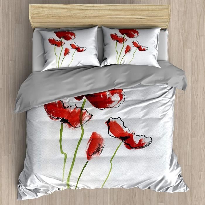 Housse de couette florale Coquelicots de la saison printanière Fleurs