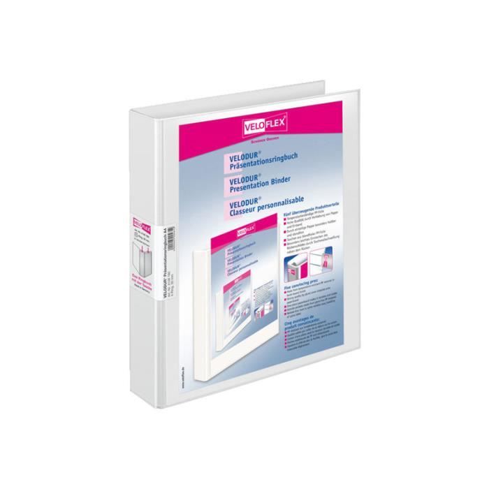 Classeur à Anneaux A4 Veloflex Diamond - Noir, 2 Anneaux, Avec 3 Intercalaires Et Fermeture élastique