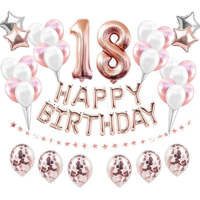38pcs Rose Gold 38 Pieces Numero 18 Anniversaire Ballons 18th Joyeux Anniversaire 18 Ans Fete Decorations Or Noir Rose Or Femme Ho Cdiscount Maison