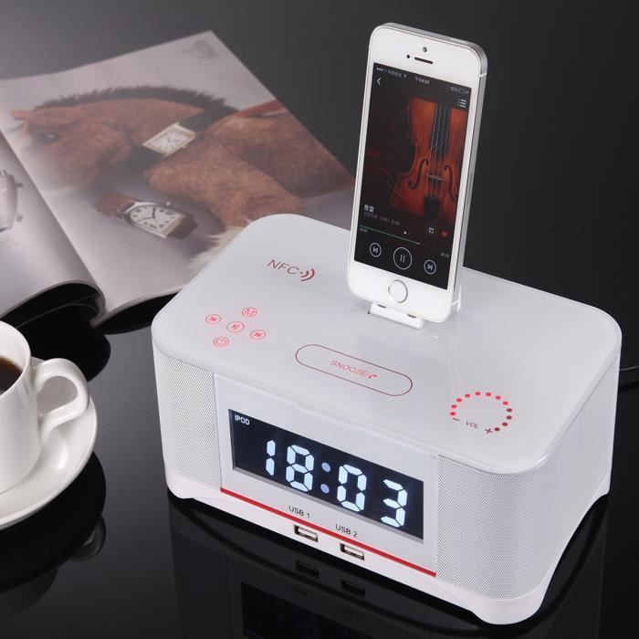 Plater A8 Touch Digital Dual Alarm FM Clock Radio NFC Bluetooth 4.0